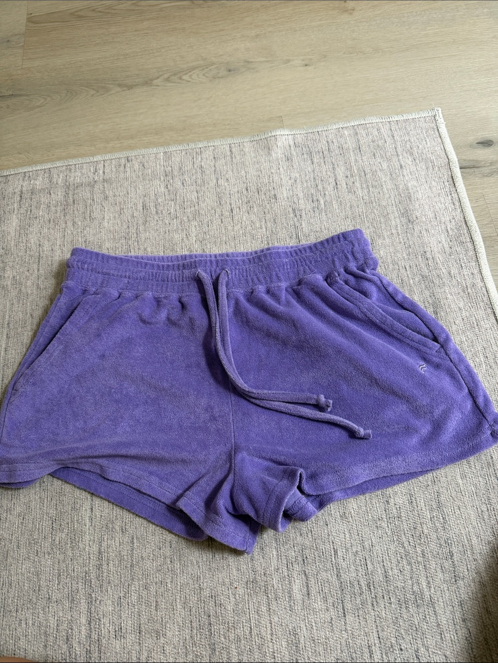 Fabletics Purple Terry Cloth Drawstring Athletic Shorts